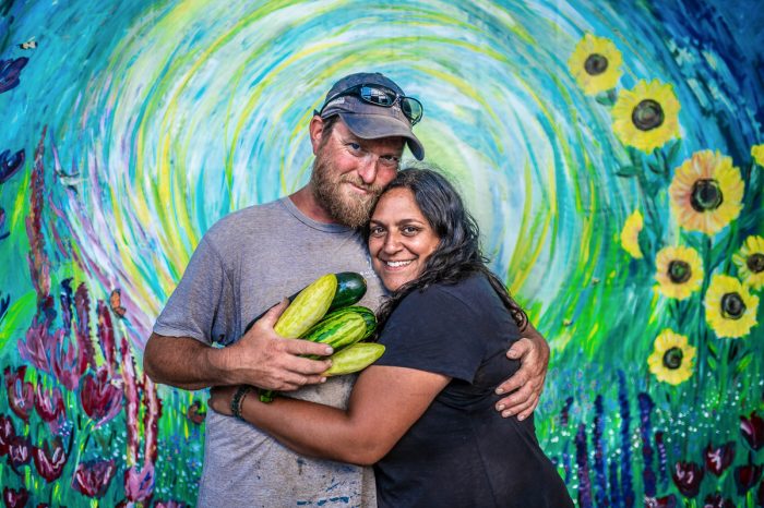 Pete and Jen Salinetti of Woven Roots Farm. (Photo by Alyssa Mack / LightFocusStudio.com)