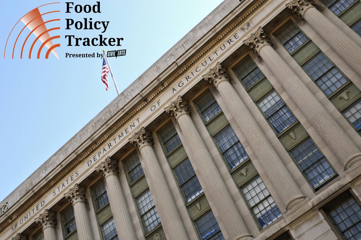 The U.S. Department of Agriculture headquarters, with the 168开奖官方开奖网站 food 一分钟赛车官方开奖查询结果 Policy Tracker logo superimposed. (Photo credit: Art Wagner, Getty Images)